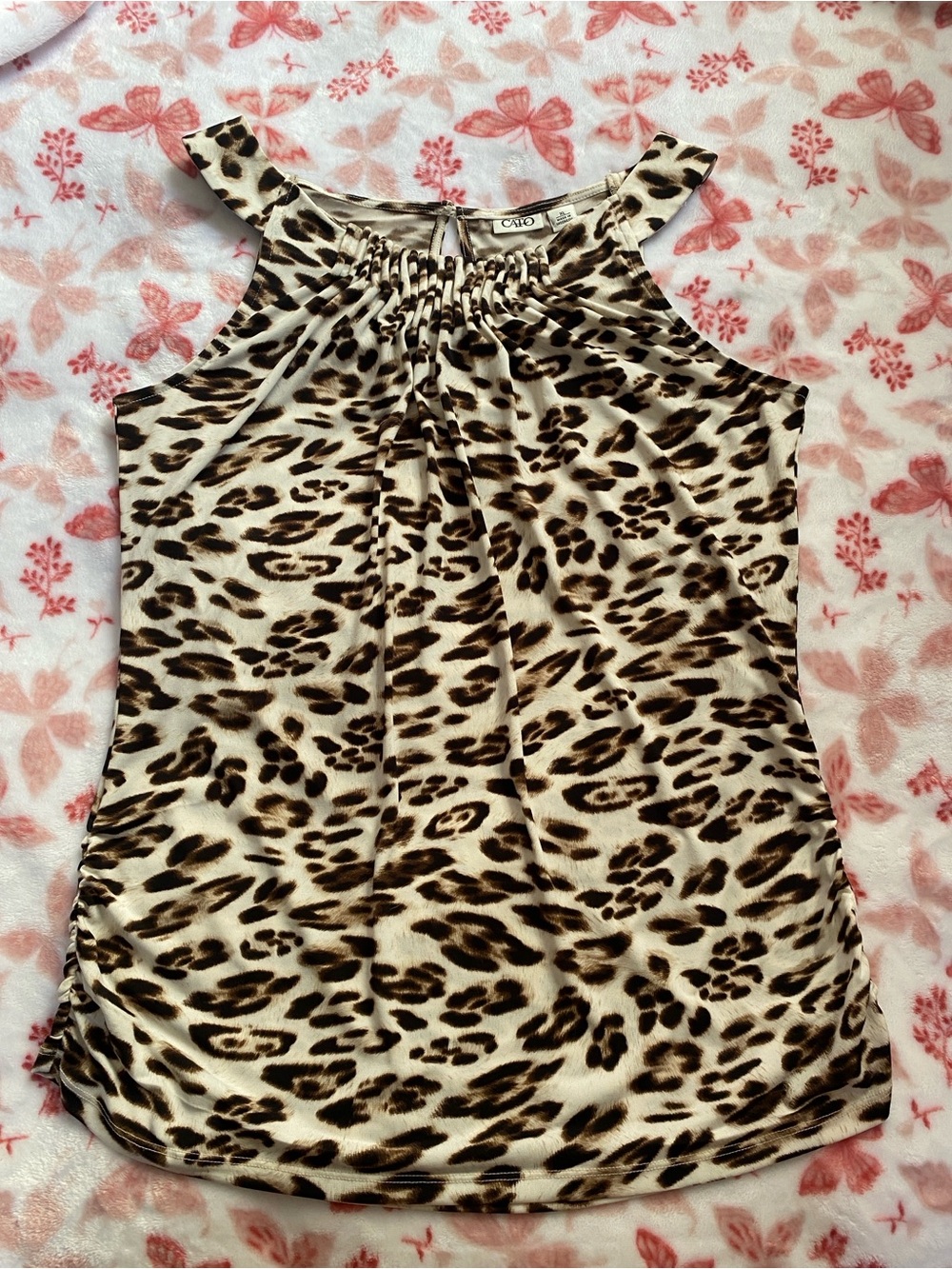 Cato Leopard Halter Tank Top - Cream and Brown